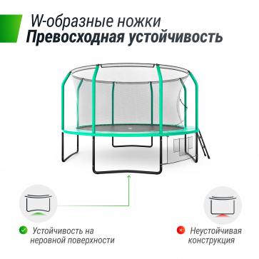 Батут Unix line Supreme Game с внутренней сеткой 12 футов - 360 см (зеленый) (TRUSUG12GR) - 7