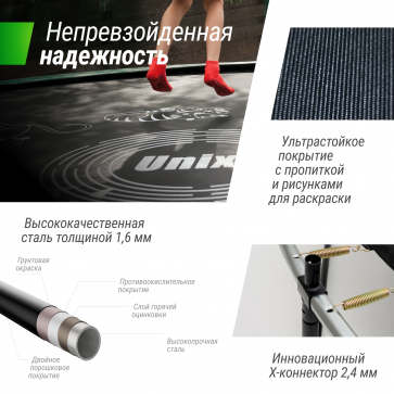 Батут Unix line Supreme Game с внутренней сеткой 12 футов - 360 см (зеленый) (TRUSUG12GR) - 10