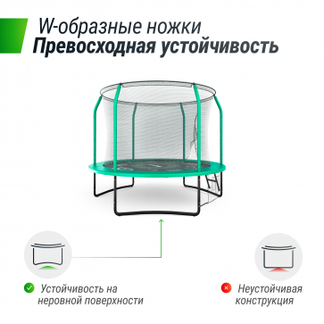 Батут Unix line Supreme Game с внутренней сеткой 8 футов - 240 см (зеленый) (TRUSUG8GR) - 7